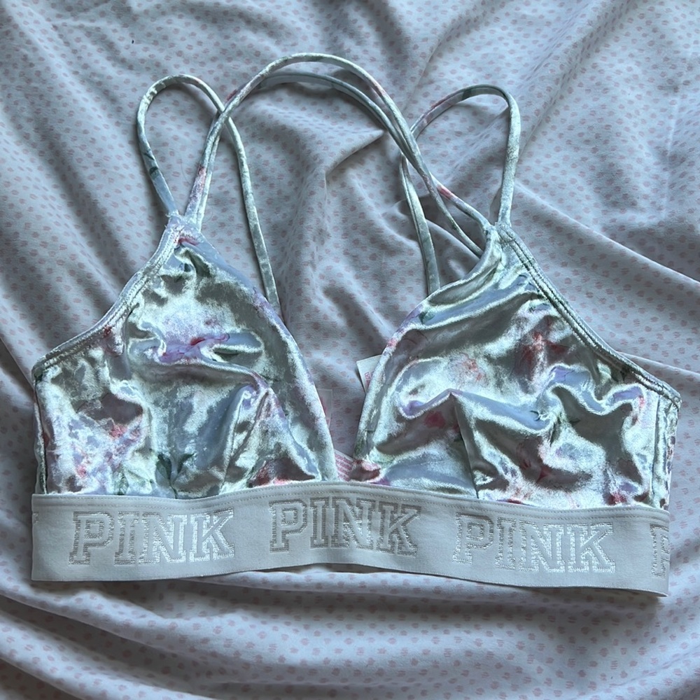 Pink velvet bralette never worn